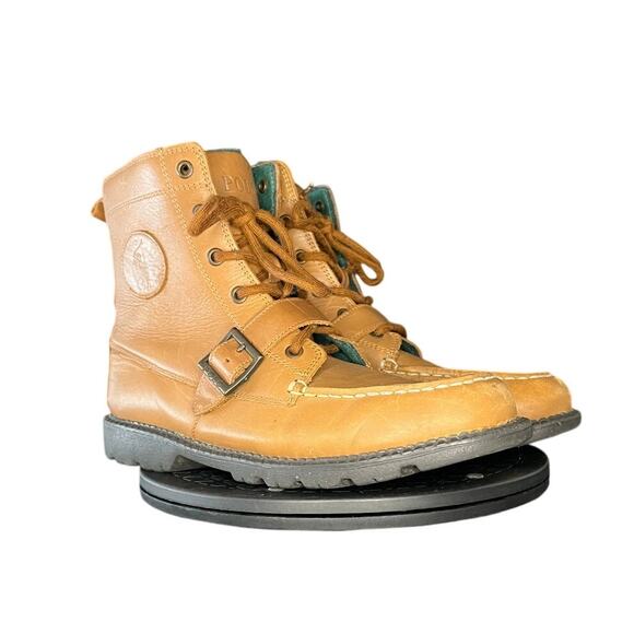 Boys Polo Ralph Lauren Ranger Hi II Leather Boots Size 7 Tan - Picture 3 of 6